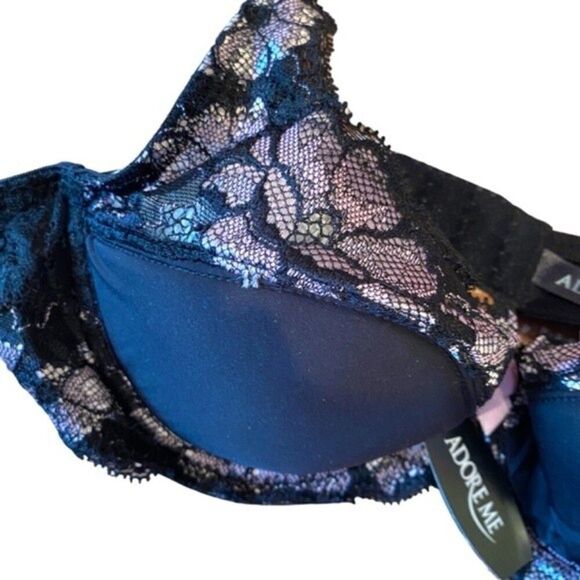 Adore Me 32B Black/ Sweet Lilac Push-up Bra NWT - Picture 3 of 8
